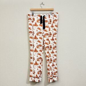 KATIE KIME Austin Toile Pajama Pants Burnt Orange White Loungewear